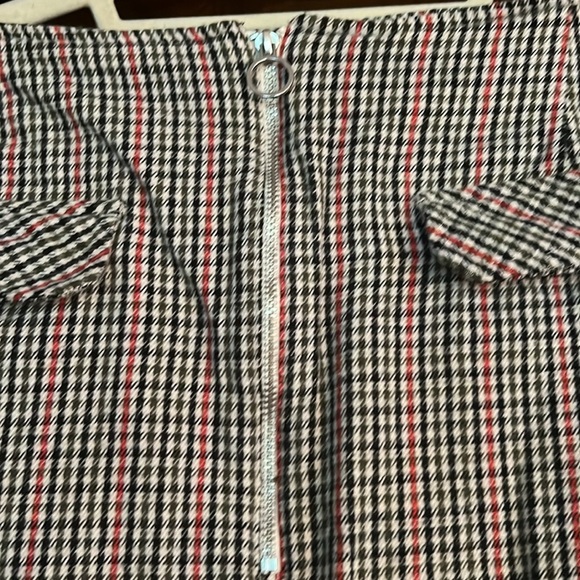 TOMMY JEANS Black/Olive/Orange/Cream Zip Front Lined Mini Skirt, Sz 14, GUC. - Picture 3 of 10